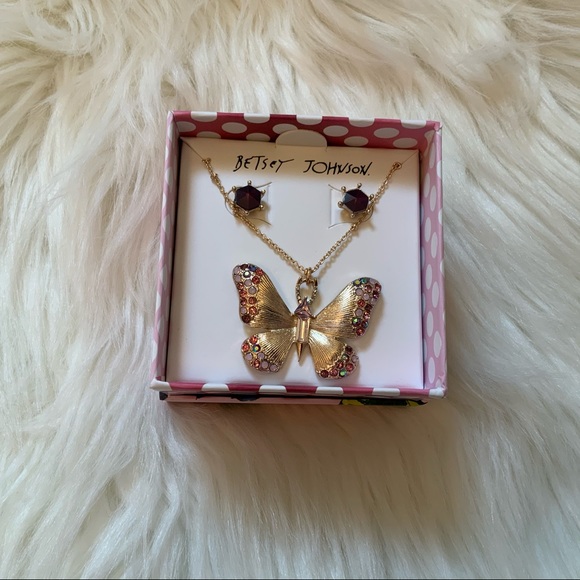 Betsey Johnson Butterfly Necklace and Earrings NWT - Picture 6 of 11